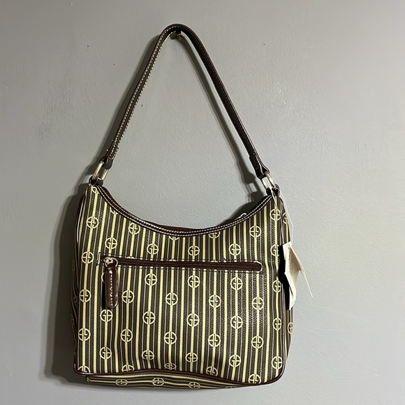 NWT Giani Bernini Brown Taupe
Logo Stripe Shoulder Bag - Picture 2 of 8